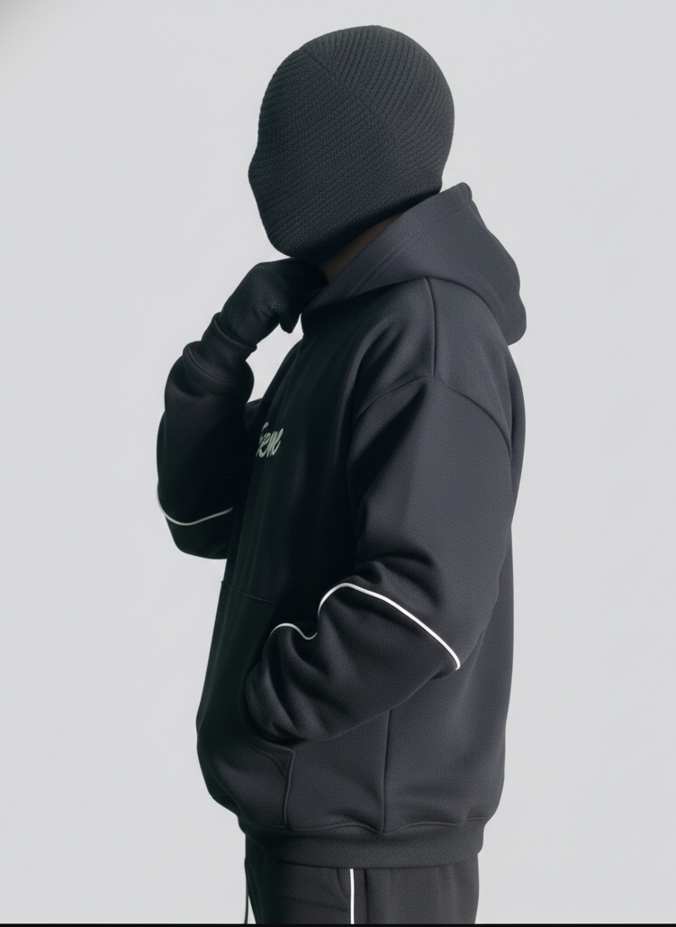 Black Oversized Drop Shoulder