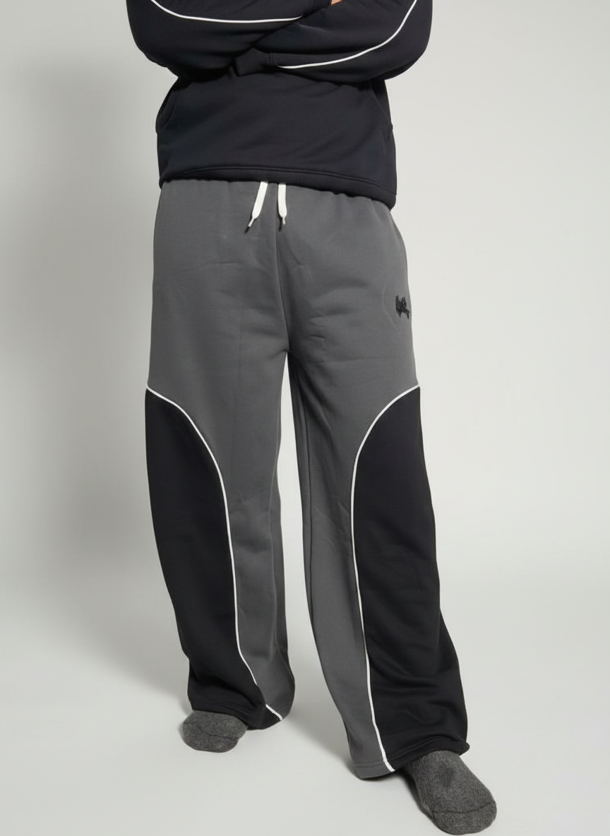 The Sweatpants– Charcoal & Black Wide Leg Baggy Joggers
