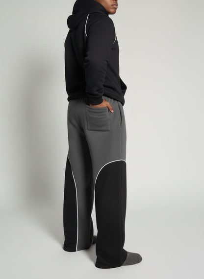 The Sweatpants– Charcoal & Black Wide Leg Baggy Joggers
