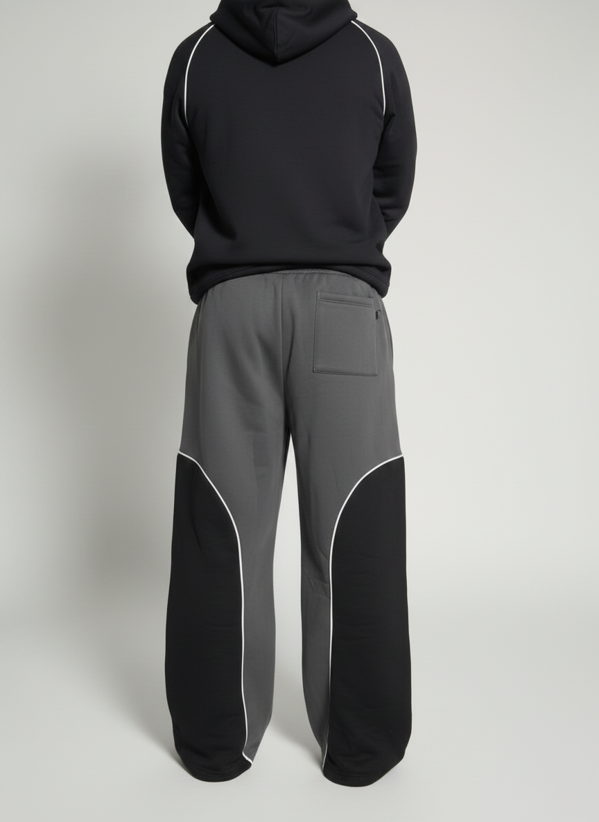 The Sweatpants– Charcoal & Black Wide Leg Baggy Joggers